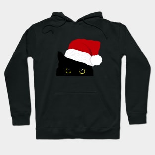 Peeking black kitty with Santa hat Hoodie